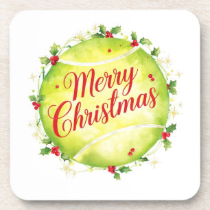 Posavasos Pelota de Tenis Feliz Navidad Fiesta