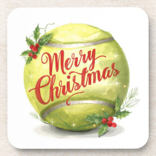 Posavasos Pelota de Tenis Feliz Navidad Fiesta