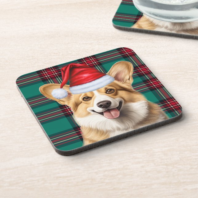 Posavasos Pembroke Welsh Corgi Perro Rojo Verde Fiesta (Lado Izquierdo)