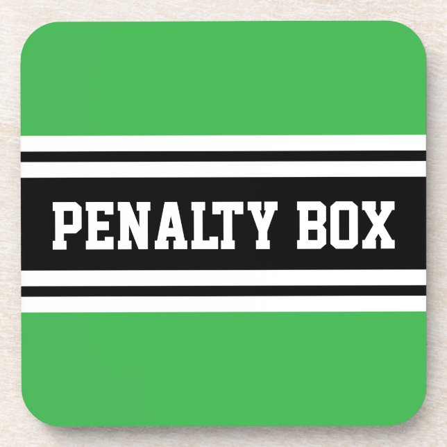 Posavasos PENALTY BOX Fun Black White Bright Green Stripes (Frente)