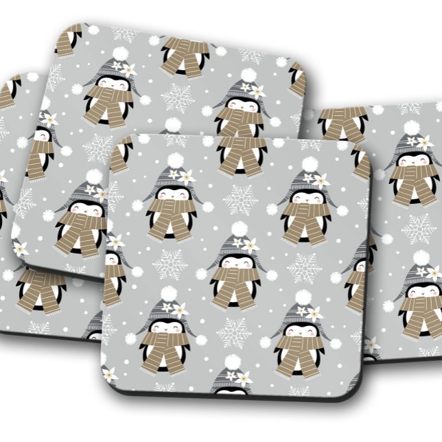 Posavasos Penguin de invierno | Juego de escayola para bebid (Subido por el creador)