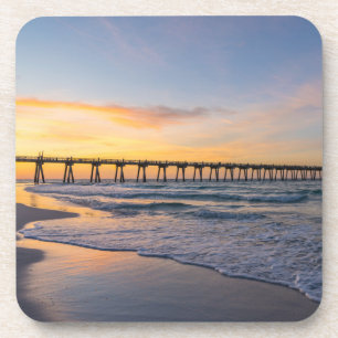 Posavasos Pensacola Pier Shoreline Sunrise Coasters set de 6