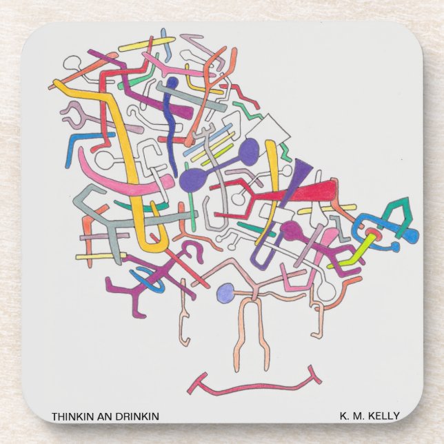 POSAVASOS PENSANDO Y BEBIENDO -  (Frente)