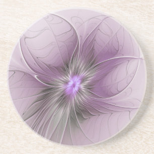 Posavasos Pequeña belleza arte floral fractal moderno gris m