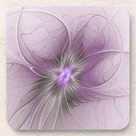 Posavasos Pequeña belleza arte fractal de flor gris mauve mo