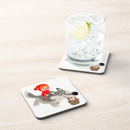 Posavasos Pequeña Caperucita Roja y el conjunto de gallos de