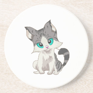 POSAVASOS PEQUEÑA COCINA GRIS Y BEIGE CON OJOS AZULES