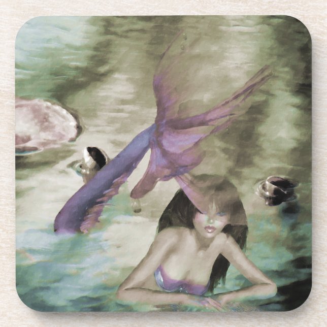 Posavasos Pequeña escaparate de corcho de sirena (Frente)