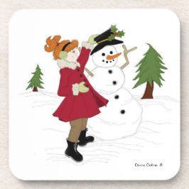 Posavasos Pequeña niña y Snowman Coasters
