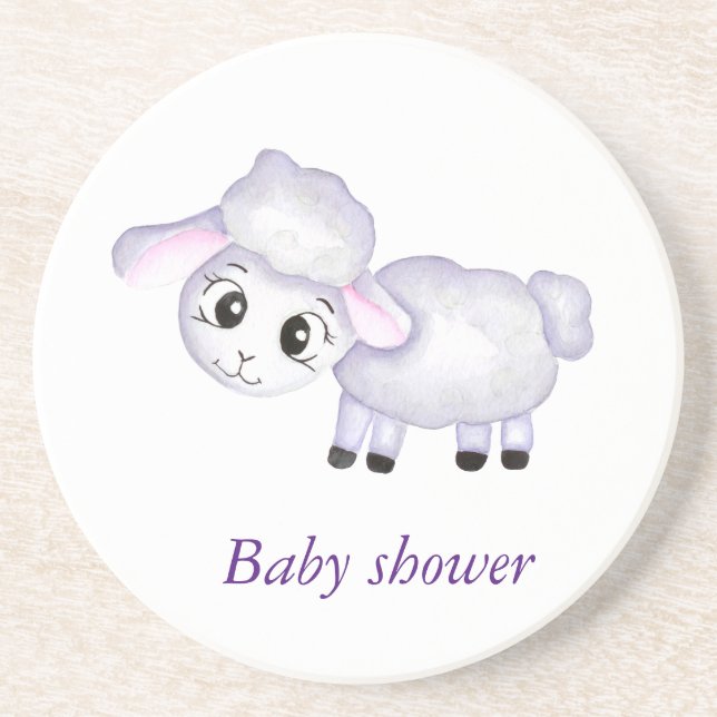 Posavasos Pequeña oveja de cordero Baby Shower (Frente)