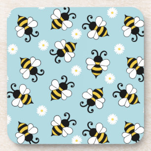 Posavasos Pequeñas abejas y flores de margarita
