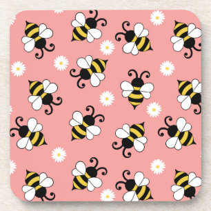 Posavasos Pequeñas abejas y flores de margarita