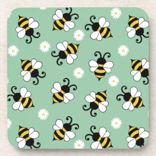 Posavasos Pequeñas abejas y flores de margarita