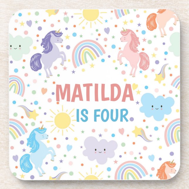 Posavasos Pequeñas galeras de bonito de Unicornio (Frente)