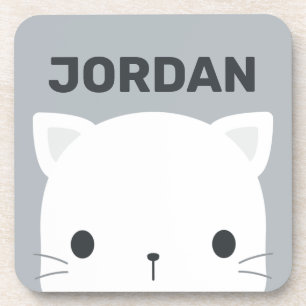 Posavasos Pequeño gato con nombre personalizado