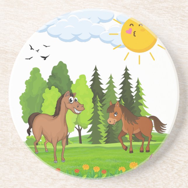 Posavasos Pequeños caballos de diseño para niños (Frente)