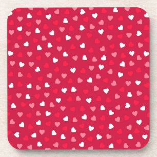 Posavasos Pequeños corazones de San Valentín en rosa rojo bl