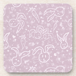 Posavasos Pequeños corazones y conejitos - patrón transparen