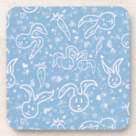 Posavasos Pequeños corazones y conejitos - patrón transparen