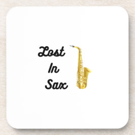 Posavasos Perdido en Sax con un saxofón