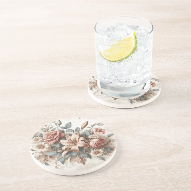 Posavasos Perfección floral anticuada ligera (Lado)