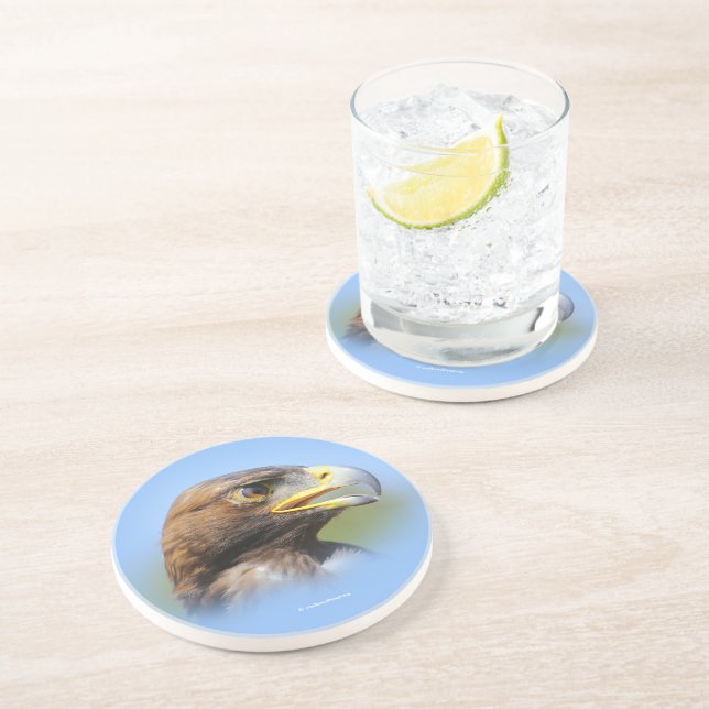 Posavasos Perfil de una bella joven águila dorada (Lado)