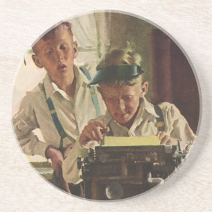 Posavasos Periodistas de periódico antiguo, máquina de escri