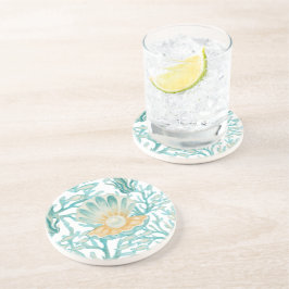 Posavasos Perla de concha de acuarela azul verdoso