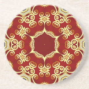 Posavasos Perla de oro: ilustracion decorativo de marco.