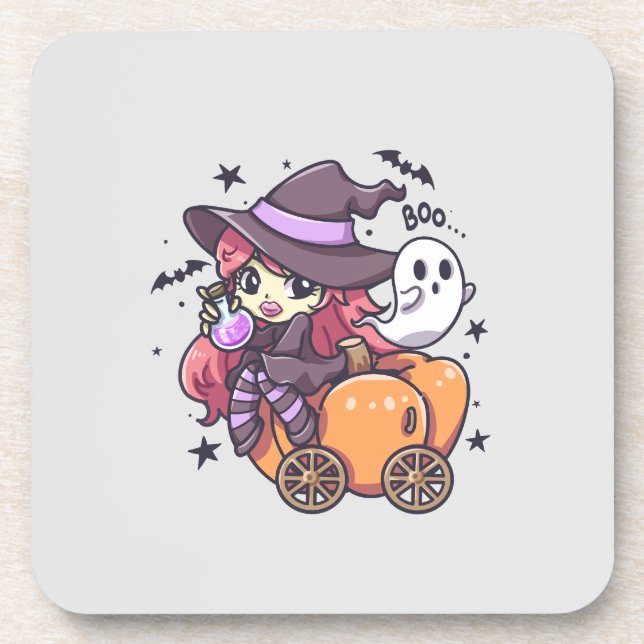 Posavasos Perra infantil sentada en un auto calabaza (Frente)