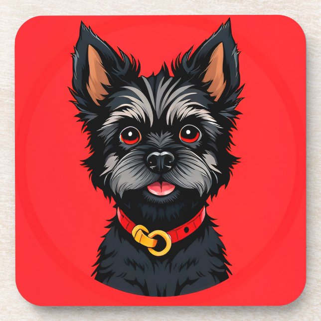 Posavasos Perrito Adorable Con Un Collar Colorido (Frente)
