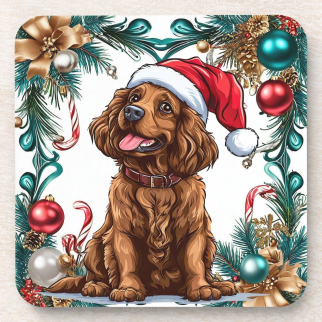 Posavasos Perrito navideño adorable (Frente)