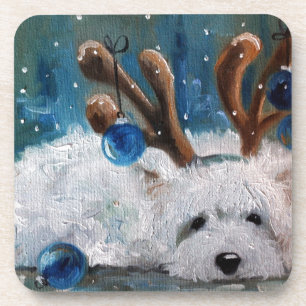 Posavasos Perro azul de Westie del navidad de Terrier de la