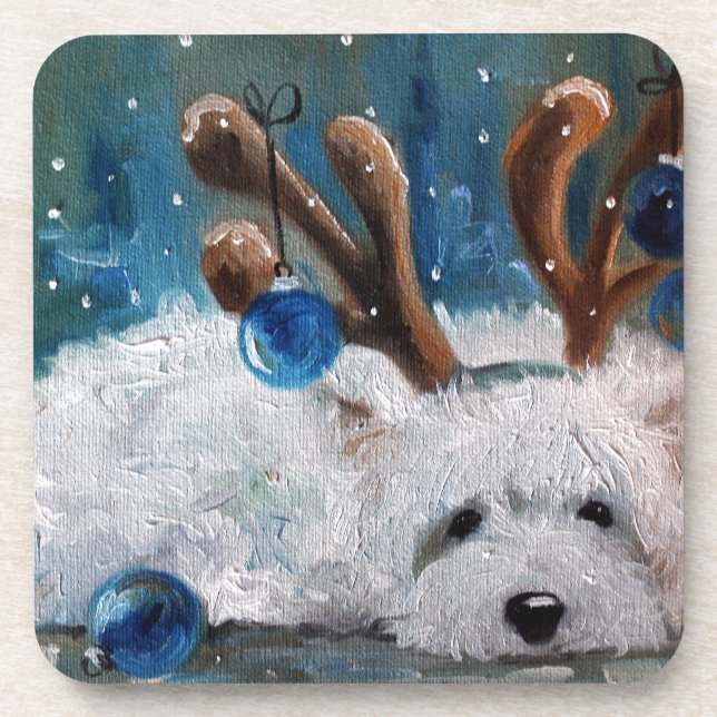 Posavasos Perro azul de Westie del navidad de Terrier de la (Frente)