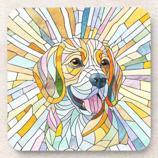 Posavasos Perro Beagle - Arte Mosaico colorido (Frente)