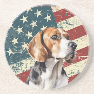Posavasos Perro Beagle Hound Bandera Americana Grunge