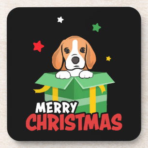 Posavasos Perro Beagle Santa Amantes de Navidad Merry Christ