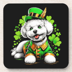 Posavasos Perro Bichon Frise Día de San Patricio