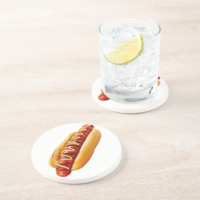 Posavasos perro caliente de SlipperyJoe's con vibra de BBQ d (Lado)