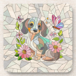 Posavasos Perro Dachshund - mosaico doxie-colorido