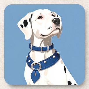 Posavasos Perro dálmata con collar azul