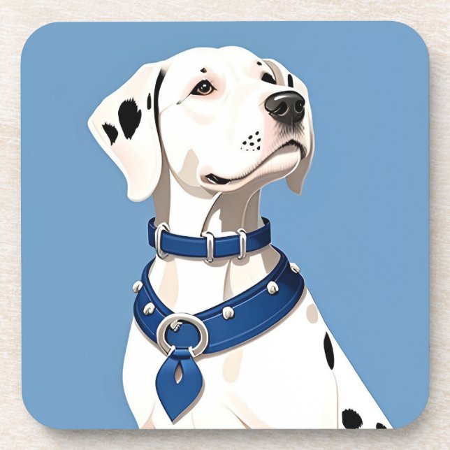 Posavasos Perro dálmata con collar azul (Frente)