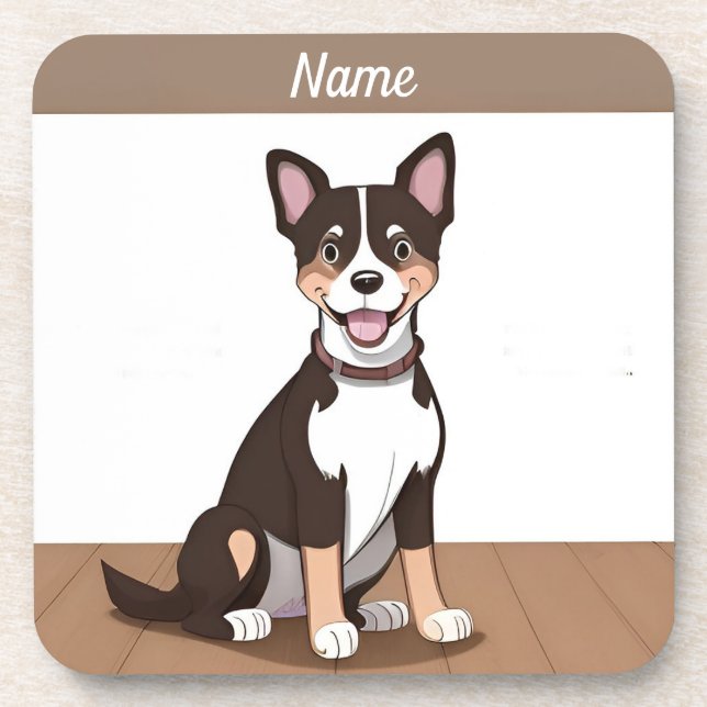 Posavasos Perro de cachorro marrón feliz (Frente)