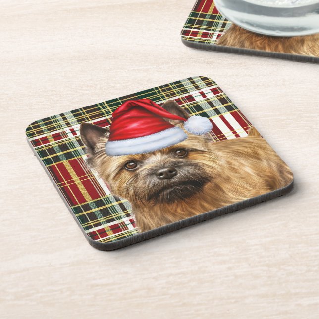 Posavasos Perro de Cairn Terrier con Navidades de festividad (Lado Izquierdo)