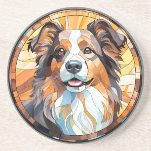 Posavasos Perro de color de la frontera de vidrio con mango