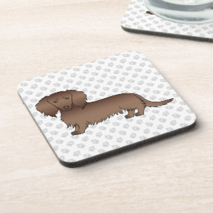 Posavasos Perro de dibujos animados Dachshund de pelo largo