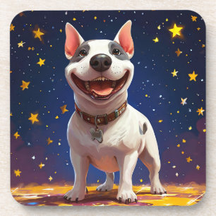 Posavasos Perro de dibujos animados juguetón con colores vib