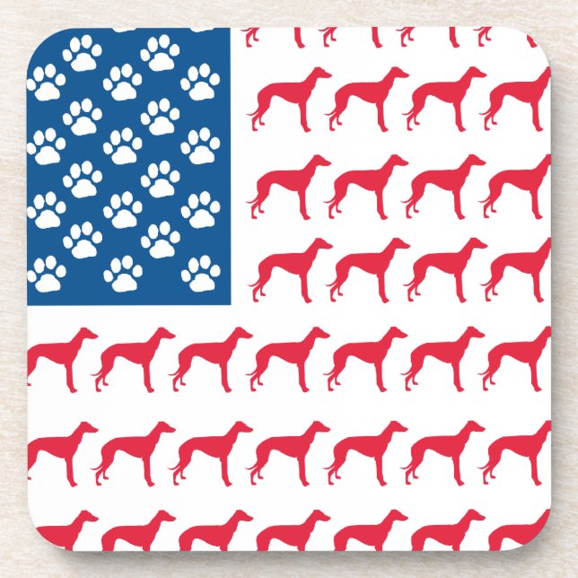 Posavasos Perro de Greyhound Patriótico (Frente)