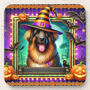 Posavasos Perro de Halloween con sombrero de bruja