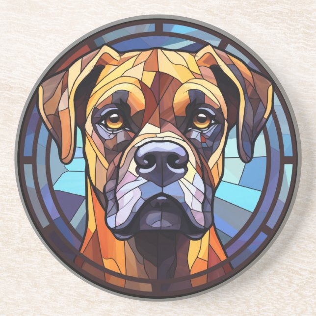 Posavasos Perro de la Boxer de Vidrio Dulce (Frente)